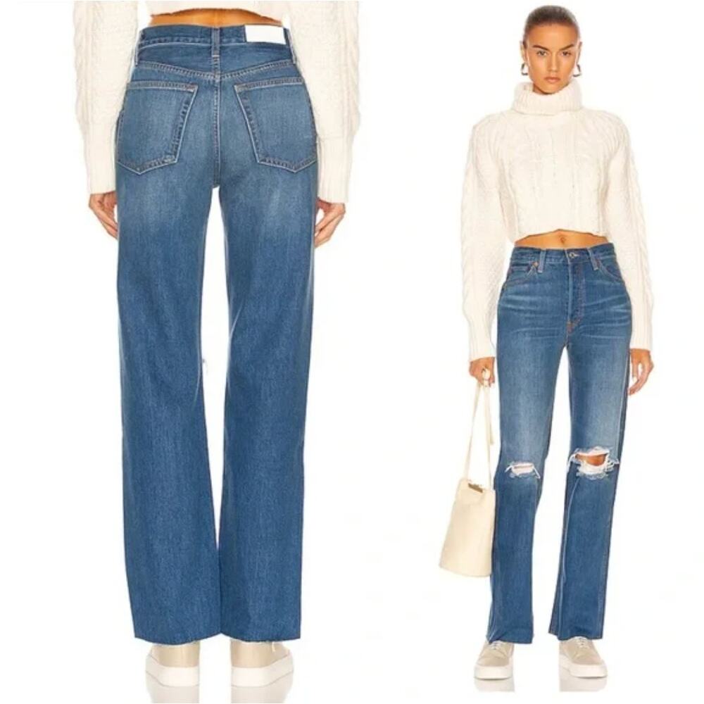 RE/DONE 90s High Rise Loose Straight Leg Distressed Jeans 24